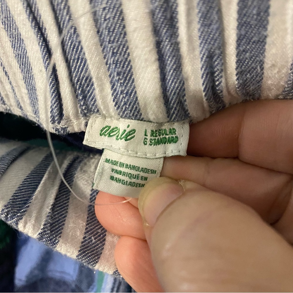Aerie flannel Blue and Green mixed Plaid Pajama Set Med top large bottoms - Picture 3 of 9